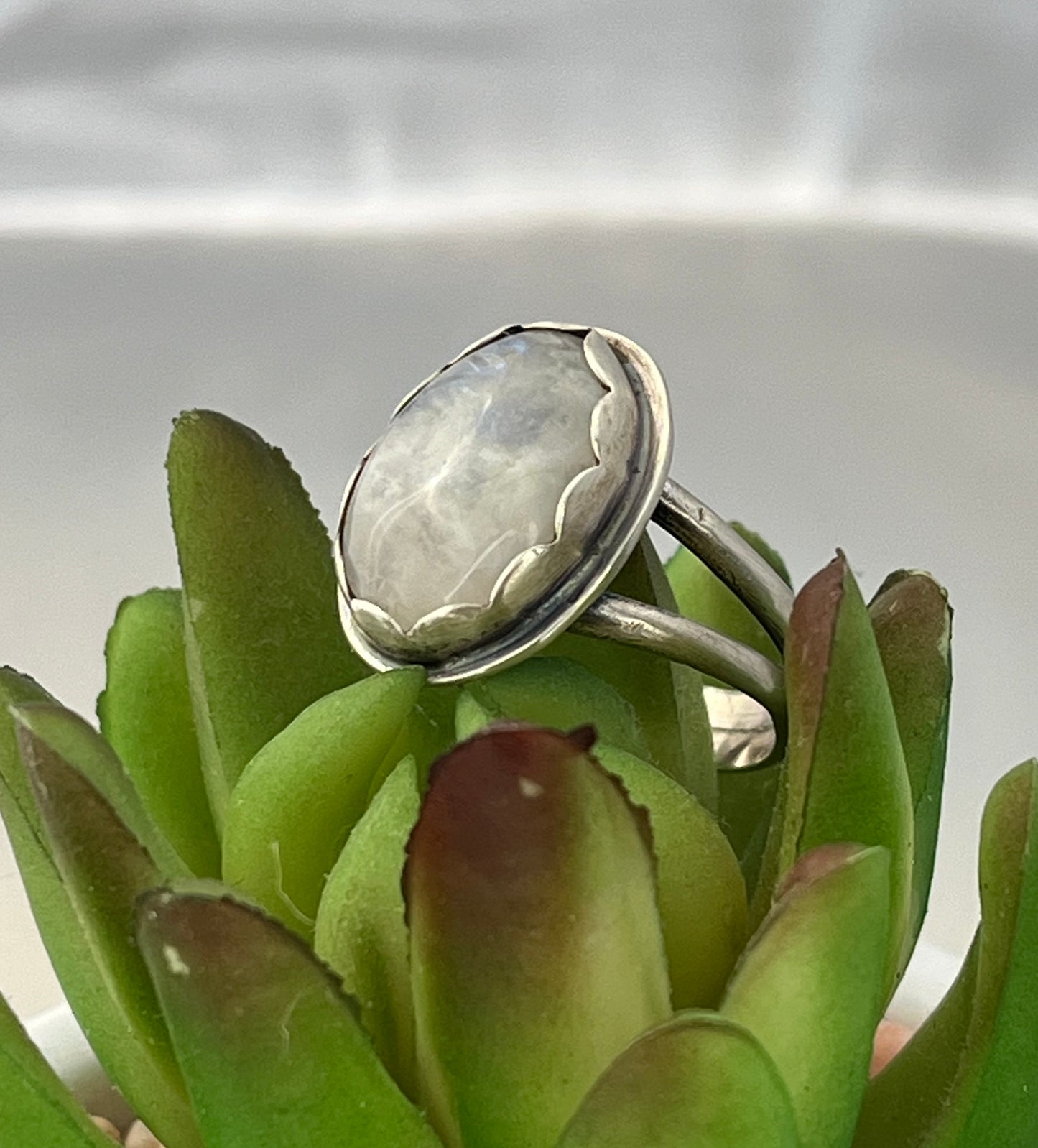 Moonstone set in a Sterling Silver Ring