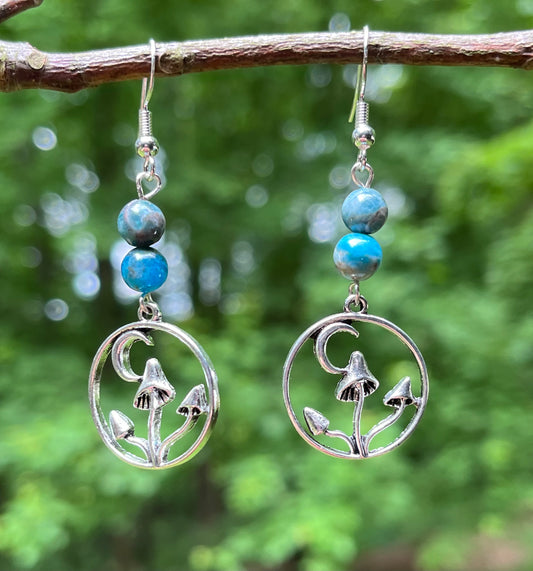 Mushroom charms with Apatite beads