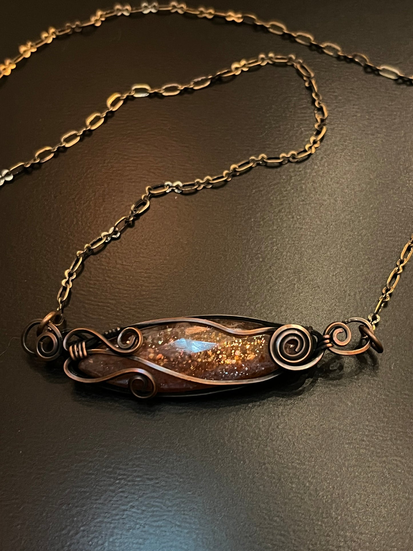 Rose Cut Sunstone and Copper Necklace