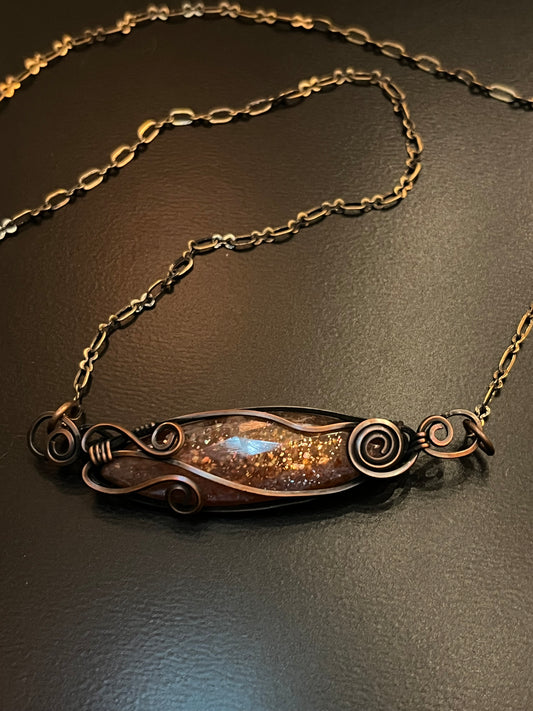 Rose Cut Sunstone and Copper Necklace
