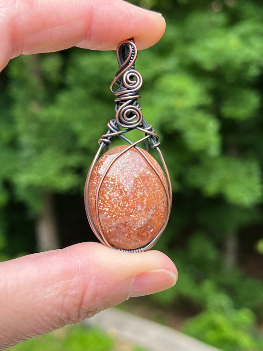 Rose Cut Sunstone and Copper